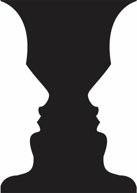 Оптическая иллюзия демонстрирующая лицо или вазу